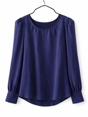J. Crew Navy 100 percent Silk Long-Sleeve Blouse